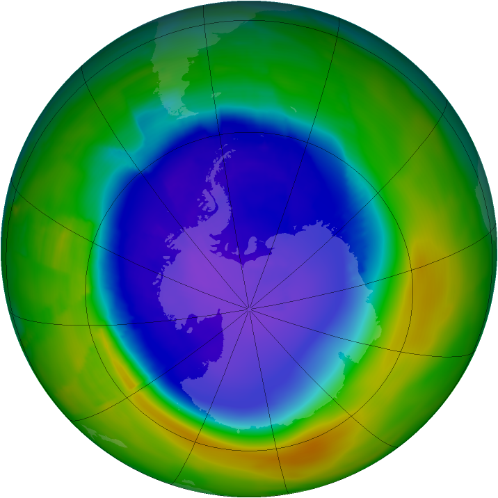 Antarctic ozone map for 21 October 2011